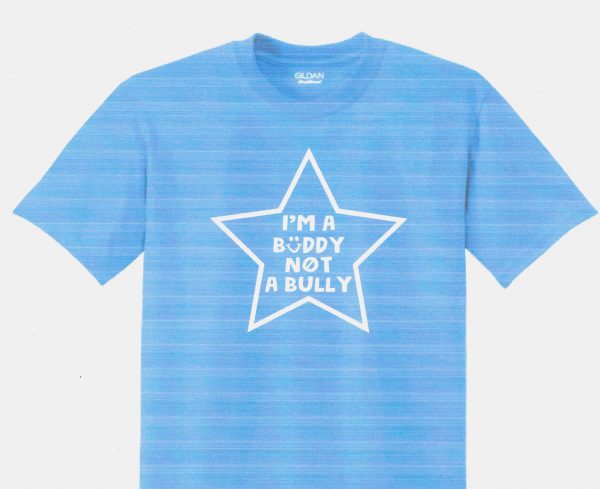 Student "I'm a Buddy NOT a Bully" T-Shirt. Please put your student's size (SM, MD, LG, XL) in the "notes" section when placing your order.